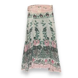 NINA LESLIE Rose Garden Printed Cotton Wrap Circle Skirt VINTAGE
